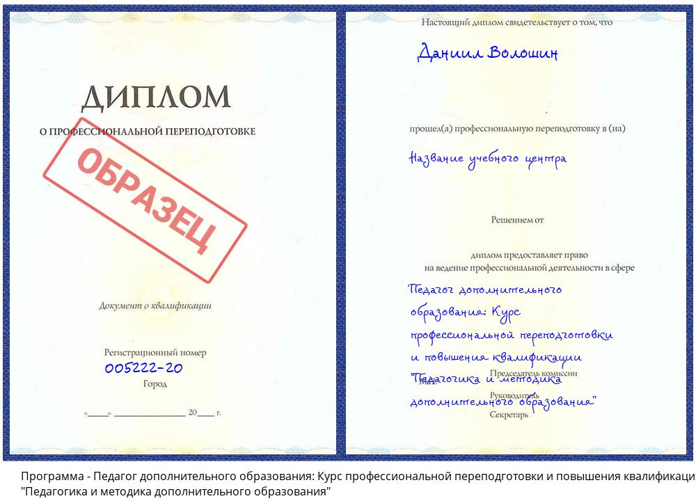 Педагог дополнительного образования: Курс профессиональной переподготовки и повышения квалификации "Педагогика и методика дополнительного образования" Феодосия