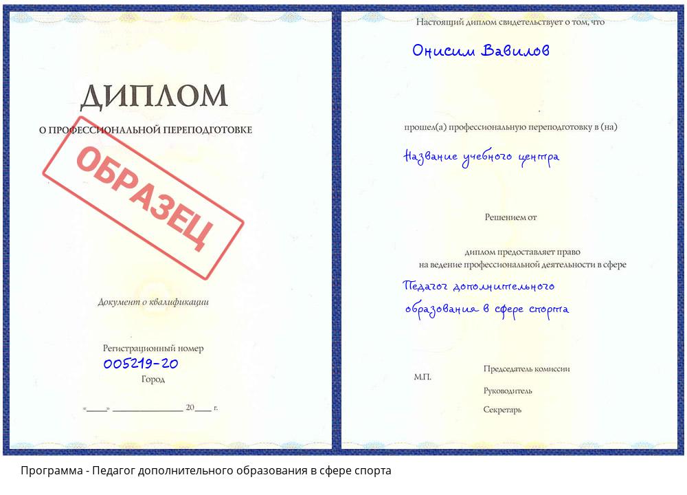 Педагог дополнительного образования в сфере спорта Феодосия