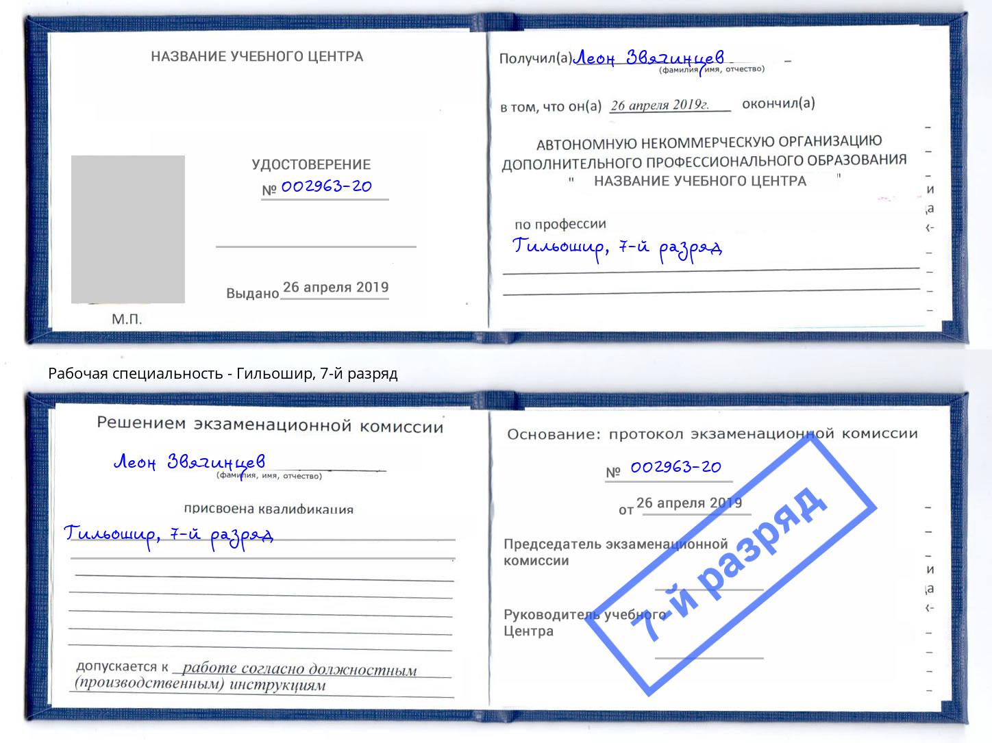 корочка 7-й разряд Гильошир Феодосия
